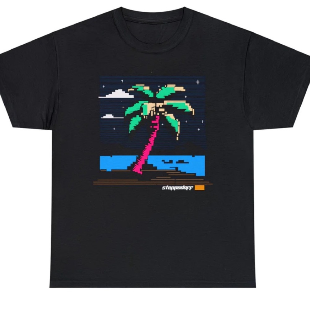 Stepped Off Neon Night Palm Tee